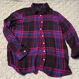 Banana Republic Boxy Pink and Blue Long Sleeve Shirt